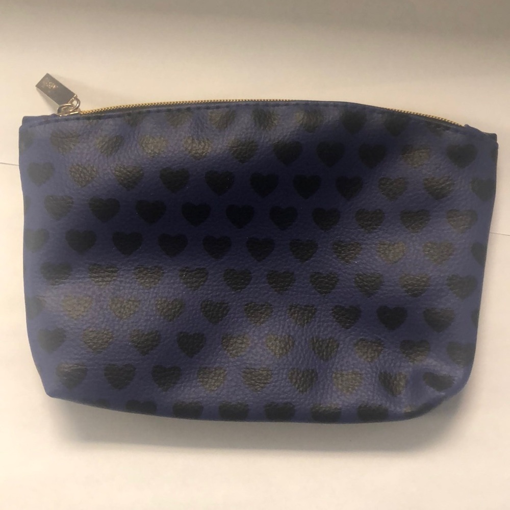 Ipsy purple and black hearts makeup bag